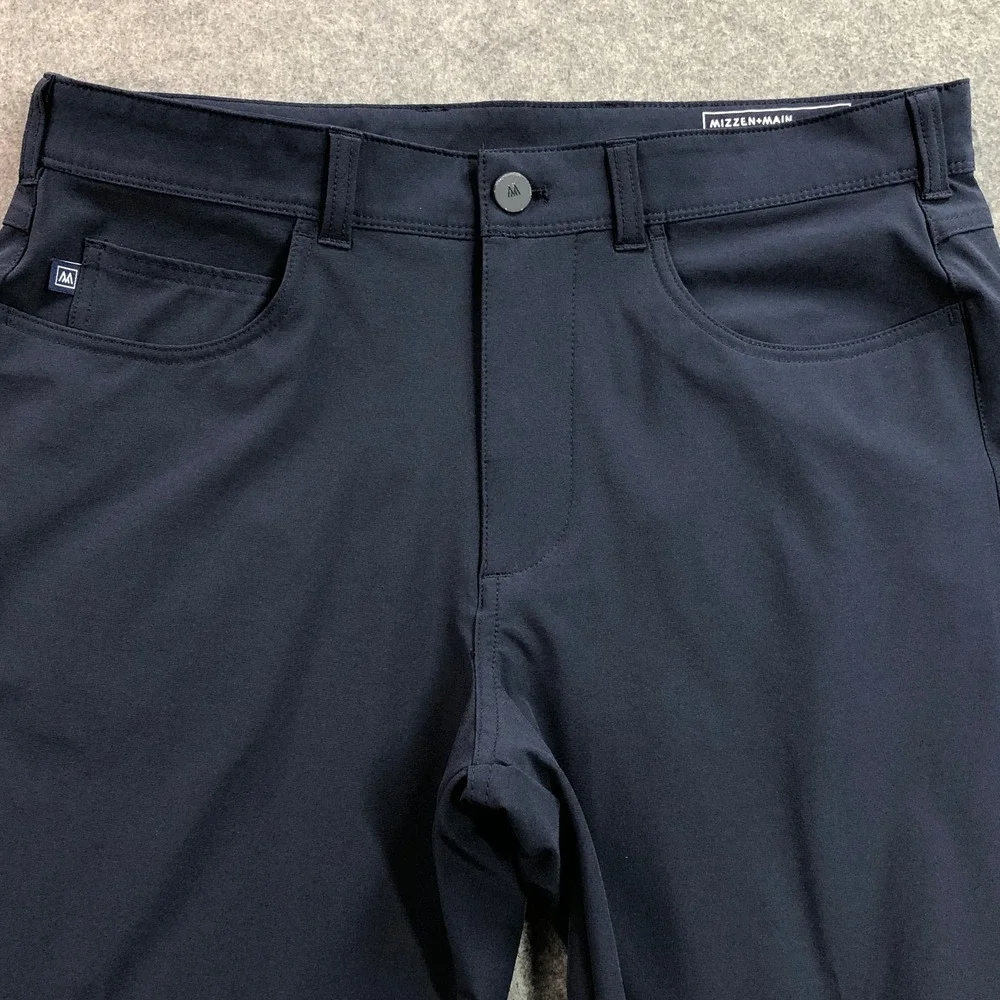 Mizzen+Main Mens Helmsman Pants 32x34 Navy Blue Slim Fit Performance Chino Golf